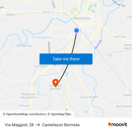 Via Maggioli, 28 to Castellazzo Bormida map