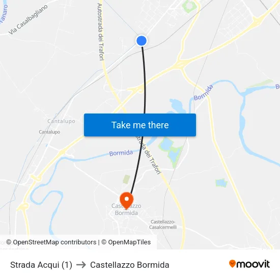 Strada Acqui (1) to Castellazzo Bormida map