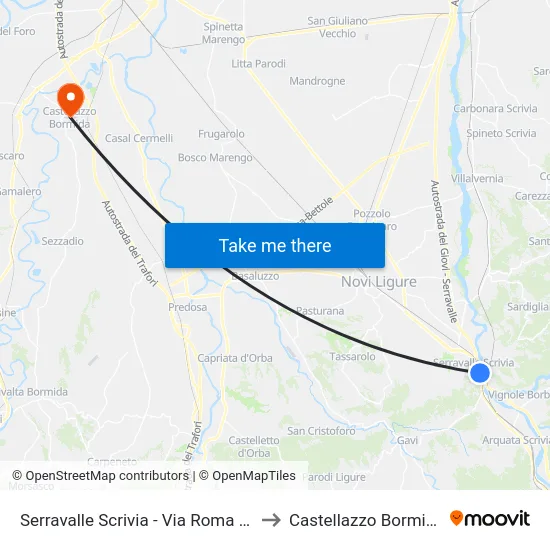 Serravalle Scrivia - Via Roma 27 to Castellazzo Bormida map