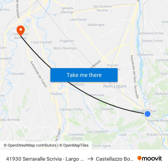 41930 Serravalle Scrivia - Largo Montaldo to Castellazzo Bormida map