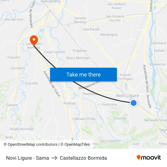 Novi Ligure - Sama to Castellazzo Bormida map