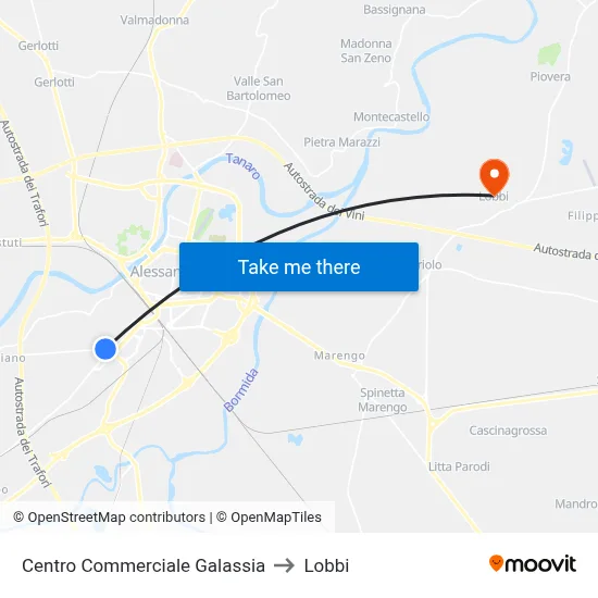 Galassia Shopping Center to Lobbi map