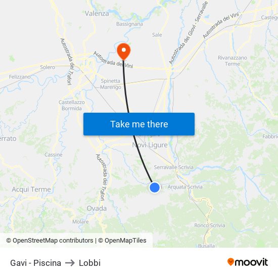 Gavi - Piscina to Lobbi map