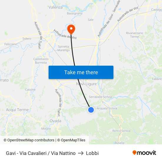 Gavi - Via Cavalieri / Via Nattino to Lobbi map