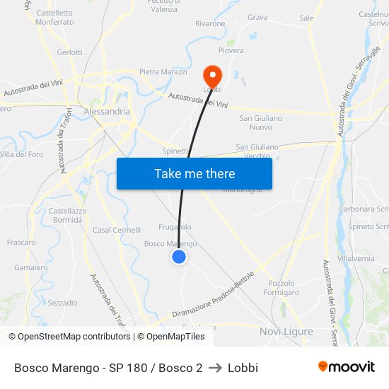 Bosco Marengo - SP 180 / Bosco 2 to Lobbi map