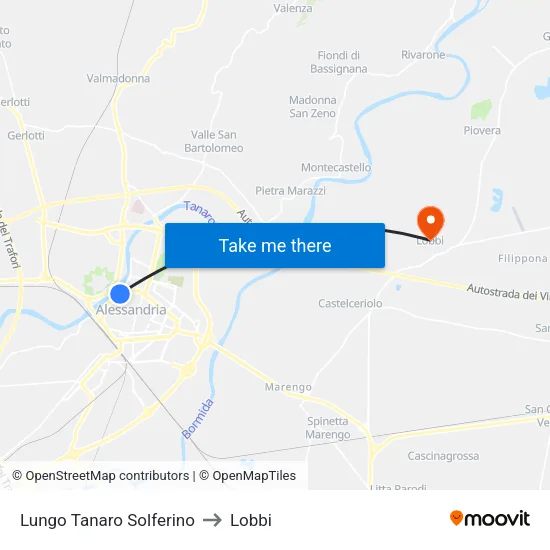 Lungo Tanaro Solferino to Lobbi map