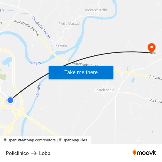 Policlinico to Lobbi map