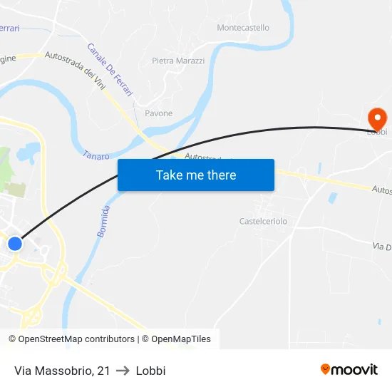 Via Massobrio, 21 to Lobbi map