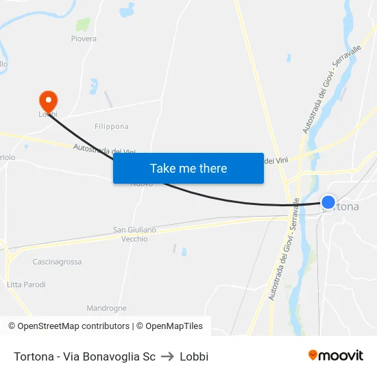 Tortona - Via Bonavoglia Sc to Lobbi map