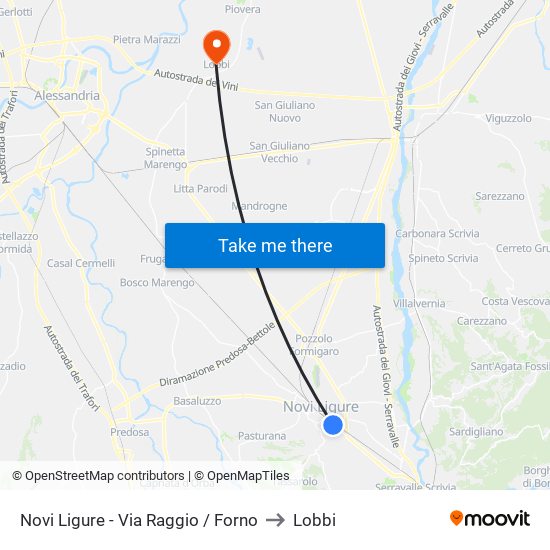 Novi Ligure - Via Raggio / Forno to Lobbi map