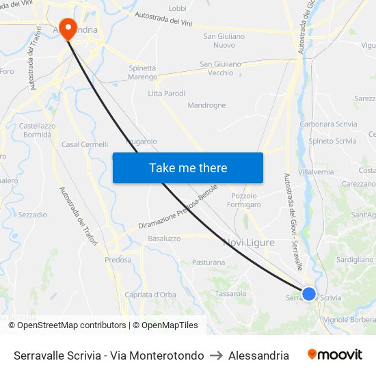 Serravalle Scrivia - Via Monterotondo to Alessandria map