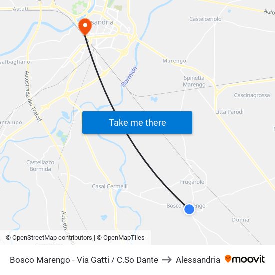 Bosco Marengo - Via Gatti / C.So Dante to Alessandria map