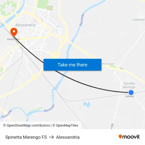 Spinetta Marengo Station to Alessandria map
