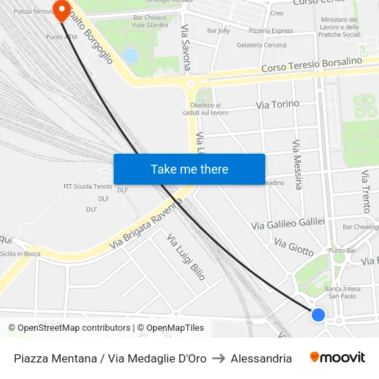 Piazza Mentana / Via Medaglie D'Oro to Alessandria map