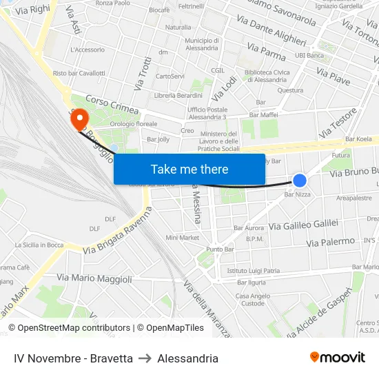 IV Novembre - Bravetta to Alessandria map