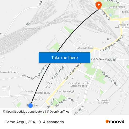 Acqui Course, 304 to Alessandria map
