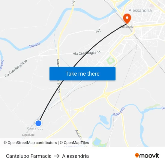 Cantalupo Farmacia to Alessandria map