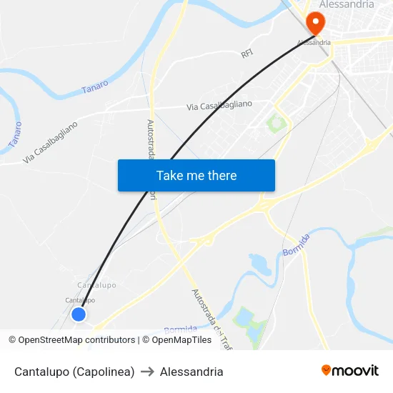 Cantalupo (Capolinea) to Alessandria map