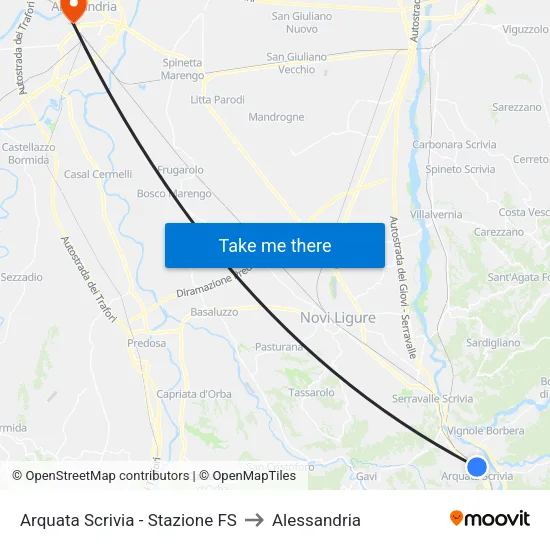 Arquata Scrivia - Stazione FS to Alessandria map