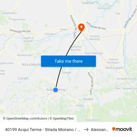 40199 Acqui Terme - Strada Moirano / Rotonda to Alessandria map