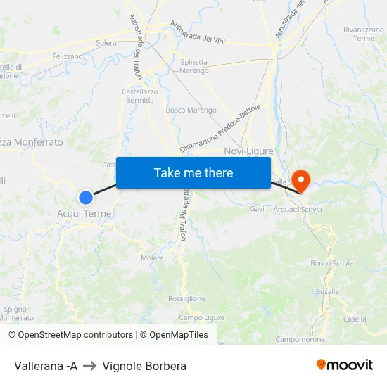 Vallerana -A to Vignole Borbera map