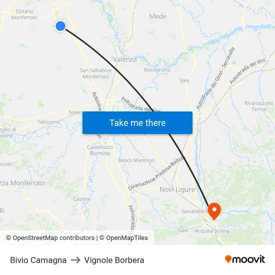 Camagna Junction to Vignole Borbera map