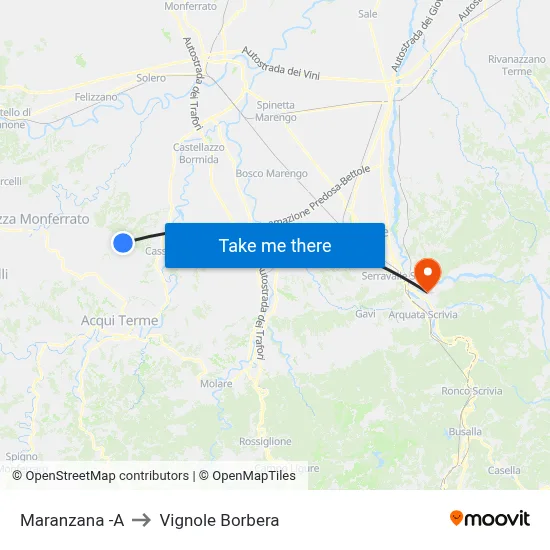 Maranzana -A to Vignole Borbera map