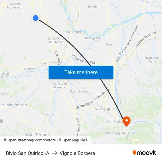 San Quirico Junction -A to Vignole Borbera map