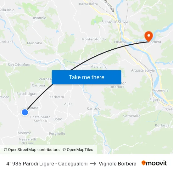 41935 Parodi Ligure - Cadegualchi to Vignole Borbera map