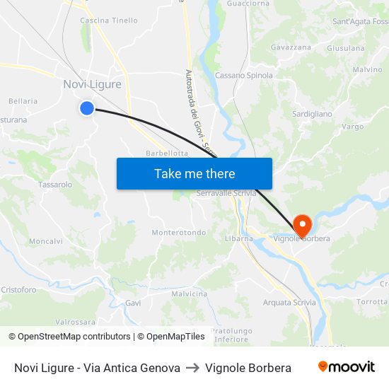 Novi Ligure - Via Antica Genova to Vignole Borbera map