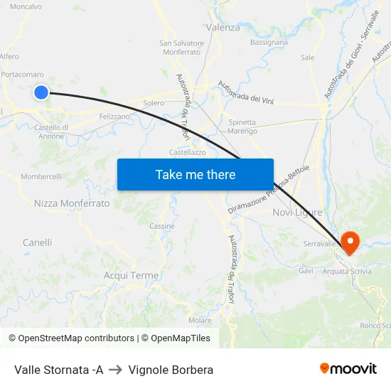 Valle Stornata -A to Vignole Borbera map