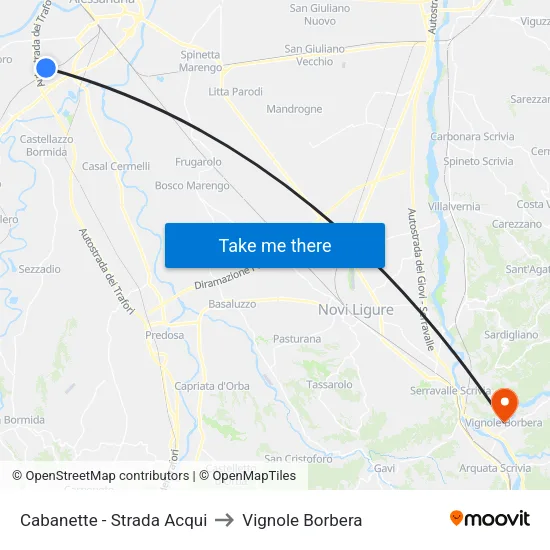 Cabanette - Strada Acqui to Vignole Borbera map