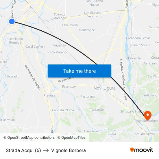 Strada Acqui (6) to Vignole Borbera map