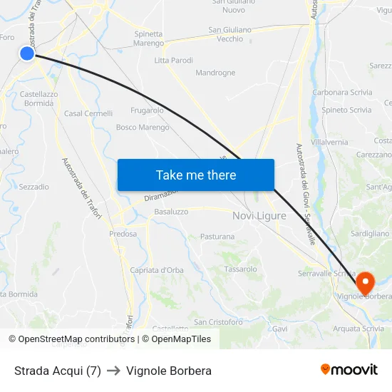 Strada Acqui (7) to Vignole Borbera map