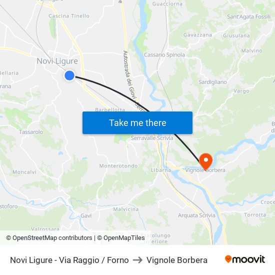 Novi Ligure - Via Raggio / Forno to Vignole Borbera map