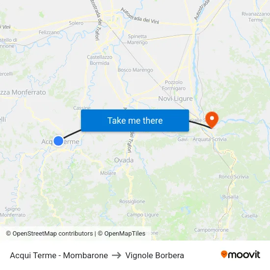Acqui Terme - Mombarone to Vignole Borbera map