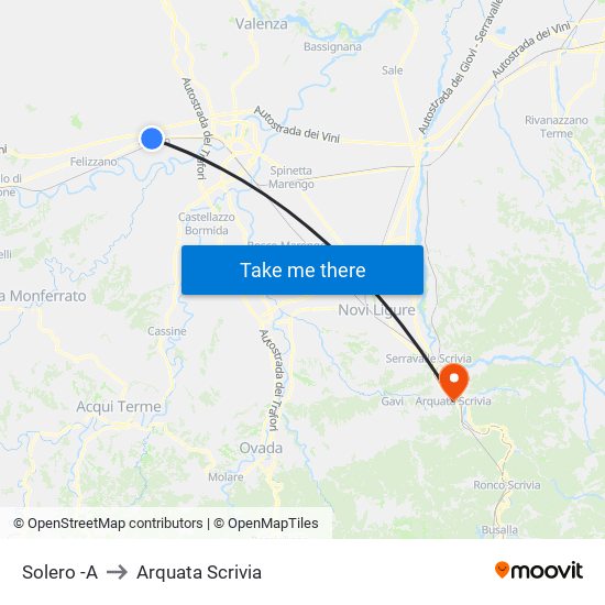 Solero -A to Arquata Scrivia map