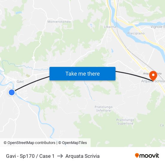 Gavi - Sp170 / Case 1 to Arquata Scrivia map