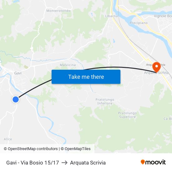 Gavi - Via Bosio 15/17 to Arquata Scrivia map