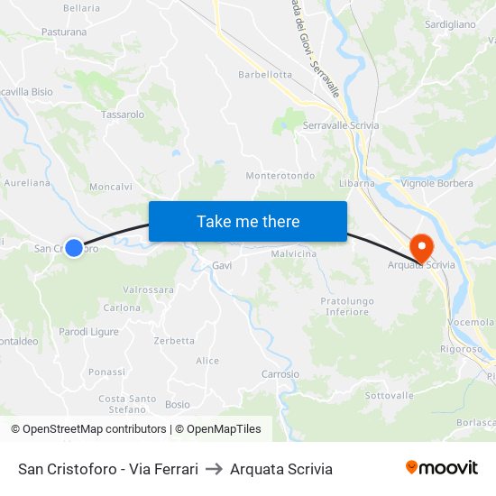 San Cristoforo - Via Ferrari to Arquata Scrivia map