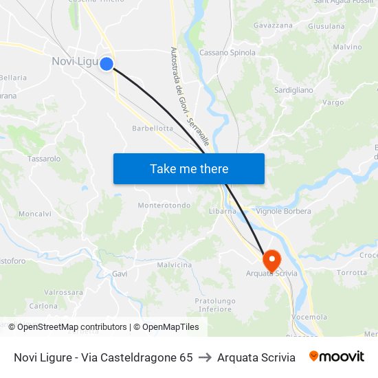 Novi Ligure - Via Casteldragone 65 to Arquata Scrivia map