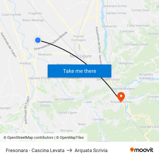 Fresonara - Cascina Levata to Arquata Scrivia map