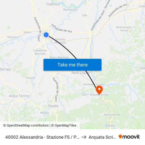 40002 Alessandria - Stazione FS / Poste to Arquata Scrivia map