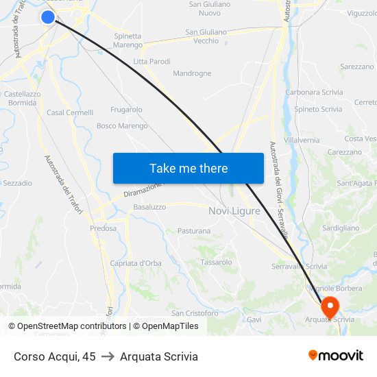 Corso Acqui, 45 to Arquata Scrivia map