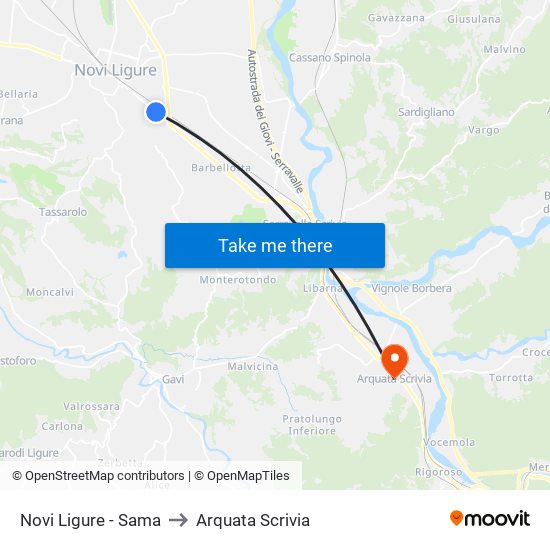 Novi Ligure - Sama to Arquata Scrivia map