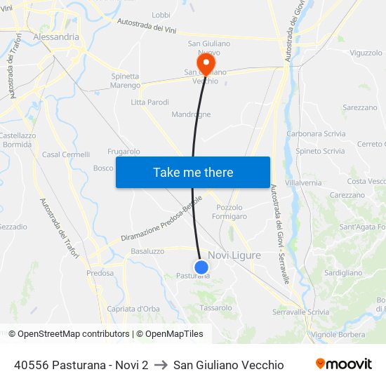 40556 Pasturana - Novi 2 to San Giuliano Vecchio map