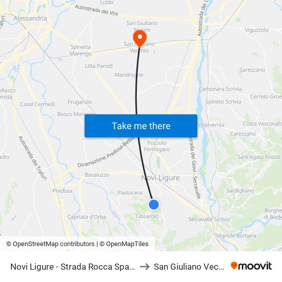 Novi Ligure - Strada Rocca Sparviera to San Giuliano Vecchio map