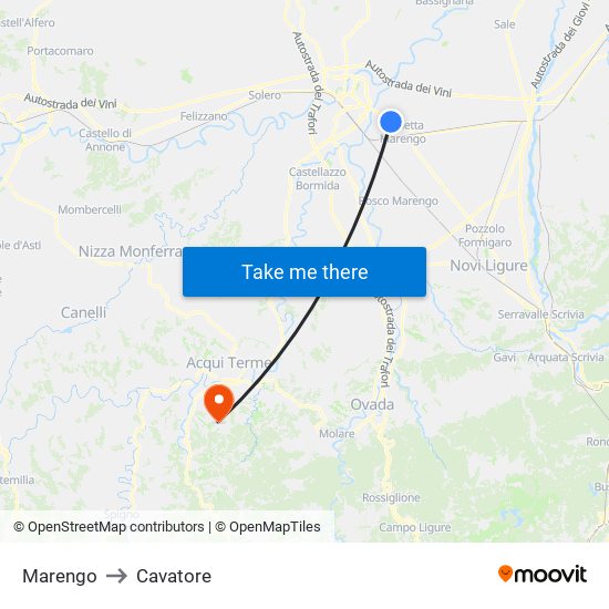 Marengo to Cavatore map