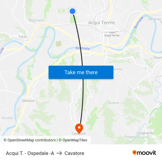 Acqui T. - Ospedale -A to Cavatore map