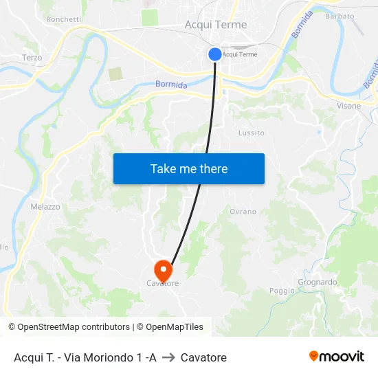 Acqui T. - 1 Moriondo Street -A to Cavatore map
